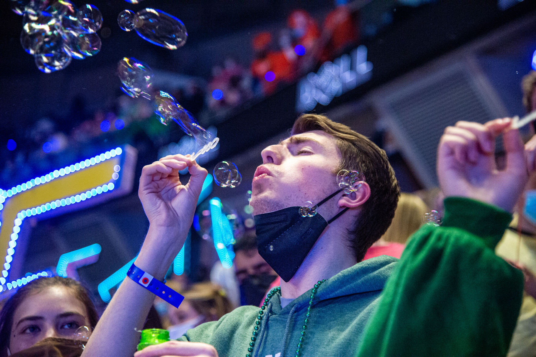 THON 2022, Tyler Hughes blows bubbles